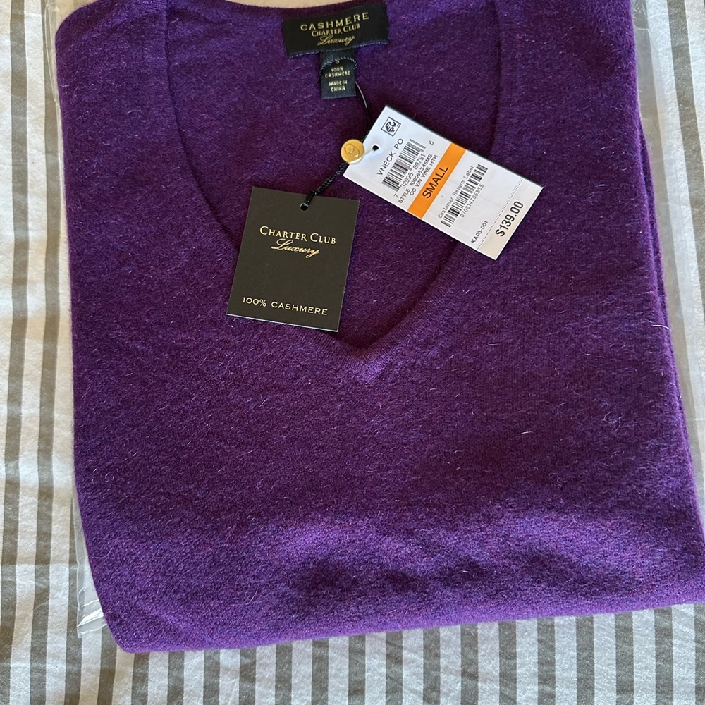 NWT Charter Club Luxury 100% Cashmere sweater long sleeve